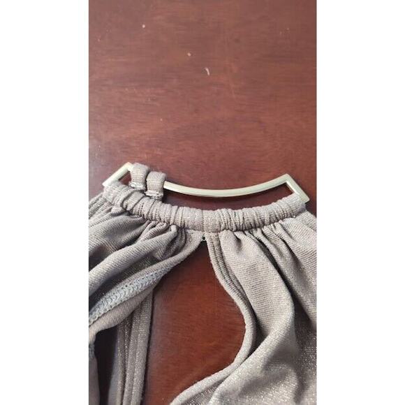 Kenneth Cole NY One Piece Swimsuit Teal Blue SZ Small Key Hole, Halter Tie Neck - Picture 3 of 5